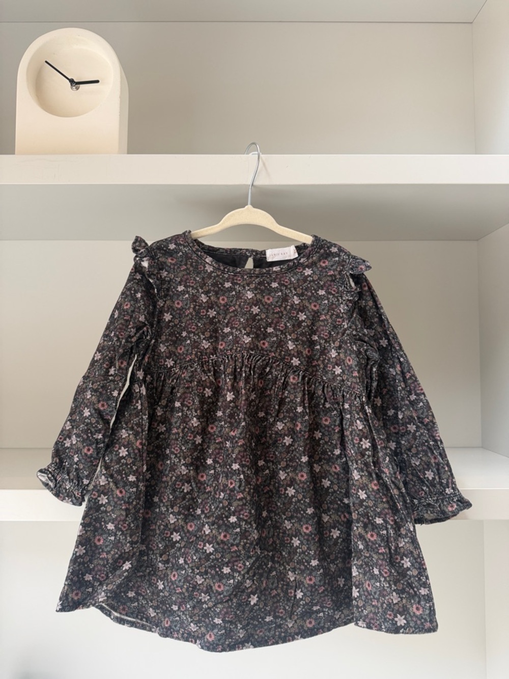 Jamie Kay Black Floral Long-Sleeve Dress with Pink Flowers